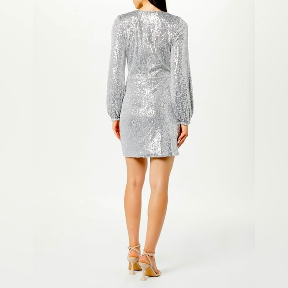 The Drop Women's Helena Sequin Wrap Dress Size L - Picture 2 of 5